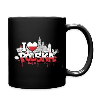 Poland flag Graffiti Skyline T-Shirt Design - Full Colour Mug - black - Right