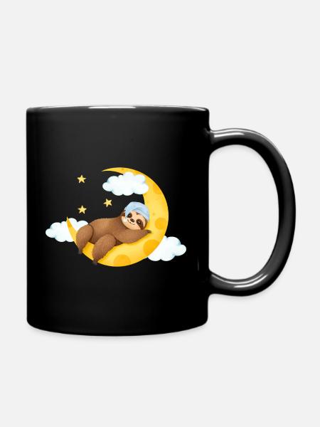 Sloth on the Moon - Full Colour Mug - black