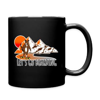 The longboard cat skates into the sunset - Full Colour Mug - black - Right