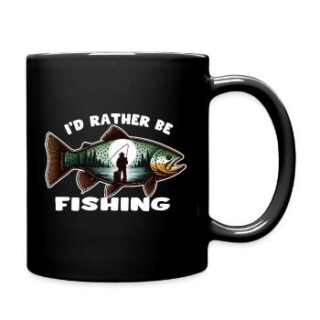 Ich fische lieber - Tasse einfarbig - Schwarz - Rechts