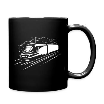 Cartoon Zug - Tasse einfarbig - Schwarz - Rechts