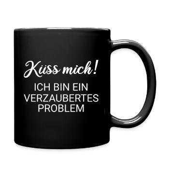 Küss mich ich bin ein verzaubertes Problem - Tasse einfarbig - Schwarz - Rechts