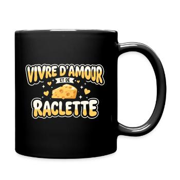 Live On Love And Raclette Lustiges Geschenk - Tasse einfarbig - Schwarz - Rechts