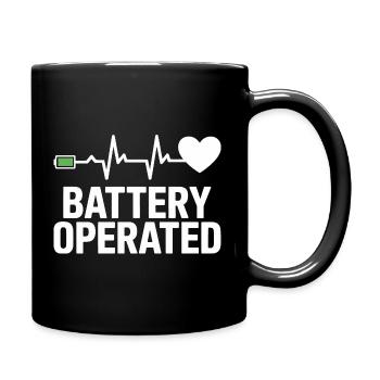 Battery-powered heart signal - Full Colour Mug - black - Right