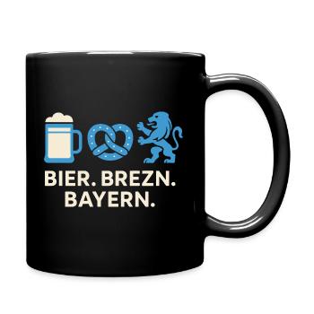 Bier Brezn Bayern Löwe Design - Tasse einfarbig - Schwarz - Rechts