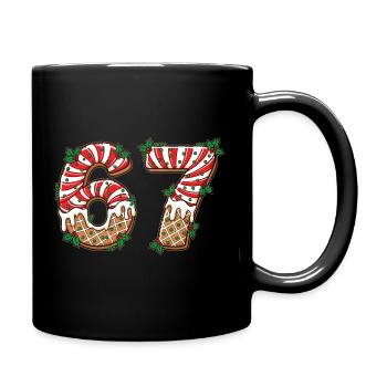Kekszahlen 67 im Zuckerguss-Design - Tasse einfarbig - Schwarz - Rechts