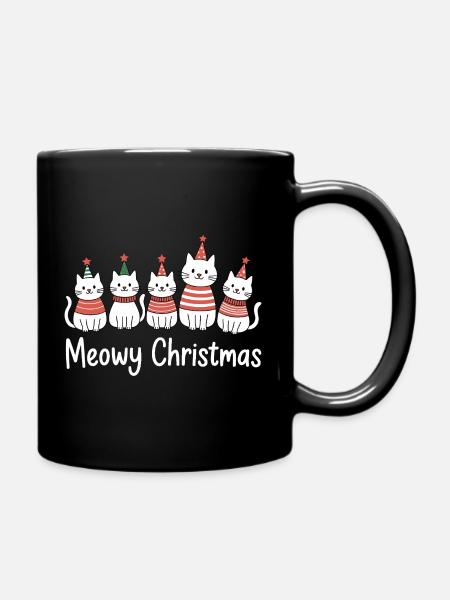 Meowy Christmas Katzen Fest - Tasse einfarbig - Schwarz