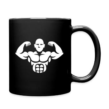 Bodybuilder Silhouette – Muscle Power Design - Full Colour Mug - black - Right