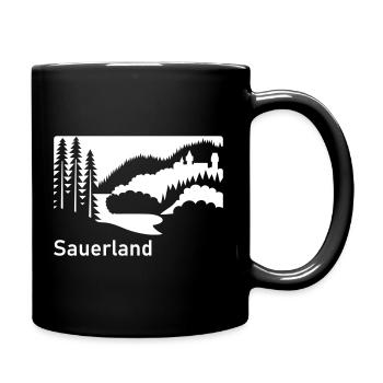 Sauerland Silhouette Landscape Highway Sign - Full Colour Mug - black - Right