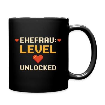 Wife Level Unlocked Funny Gamer Nerd - Full Colour Mug - black - Right