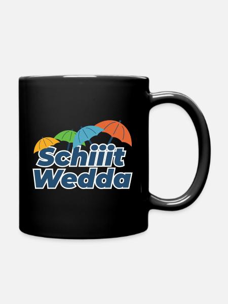 Colored Umbrellas Comic Style (Fucking Weather) - Full Colour Mug - black