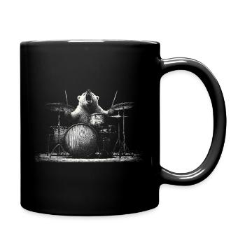 Wild Bear Playing Drums Rock Music Gift - Full Colour Mug - black - Right
