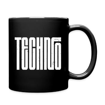 Techno Bold Retro Typography - Full Colour Mug - black - Right