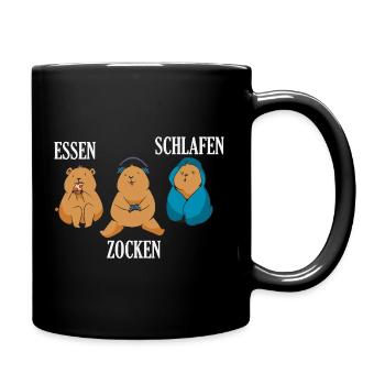 Food Gaming Sleeping Gamer Saying - Full Colour Mug - black - Right