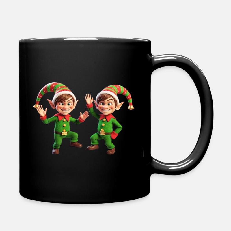 Doppel-Elfen im Winterzauber - Tasse einfarbig - Schwarz