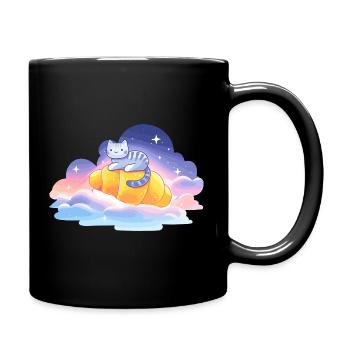 Kätzchen im Wolkentraum - Tasse einfarbig - Schwarz - Rechts