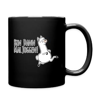 Bin dann mal joggen! Im Lama Style! Bis dann! - Tasse einfarbig - Schwarz - Rechts
