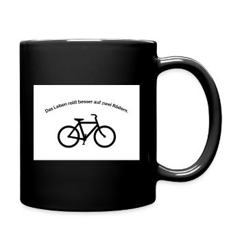 Leben rollt besser auf zwei Rädern - Tasse einfarbig - Schwarz - Rechts
