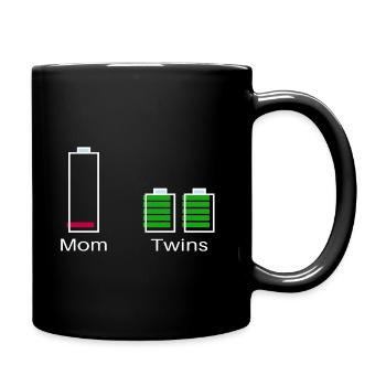 Mom with twins – battery level - Full Colour Mug - black - Right