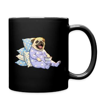 Müder Mops im Pyjama – Pug-gged Out - Tasse einfarbig - Schwarz - Rechts