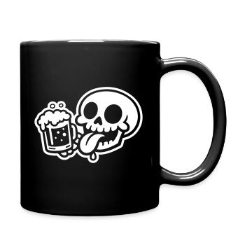 Skeleton Beer Glass Funny - Full Colour Mug - black - Right