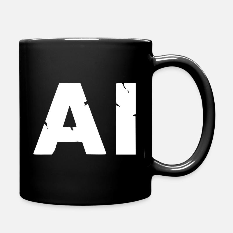 AI Artificial Intelligence Text Grunge Vektor - Tasse einfarbig - Schwarz