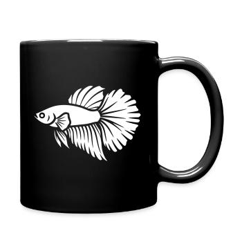 Kampffisch Betta Fisch Aquaristik Vektor - Tasse einfarbig - Schwarz - Rechts