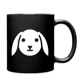 Cute floppy ear bunny rabbit head - Full Colour Mug - black - Right