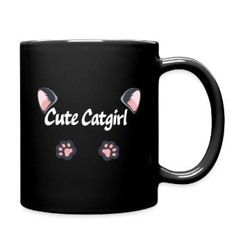 cute catgirl, katzensprüche, pfoten - Tasse einfarbig - Schwarz - Rechts