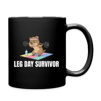 Leg Day Survivor Quokka Workout - Tasse einfarbig - Schwarz - Rechts