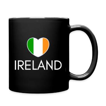 Herz mit irischer Flagge, ich liebe Irland - Tasse einfarbig - Schwarz - Rechts