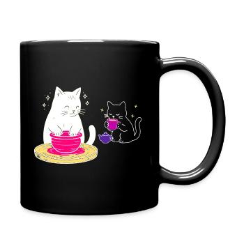 Handwerkerisches Katzenleben – Vom Rad zum Tee - Tasse einfarbig - Schwarz - Rechts