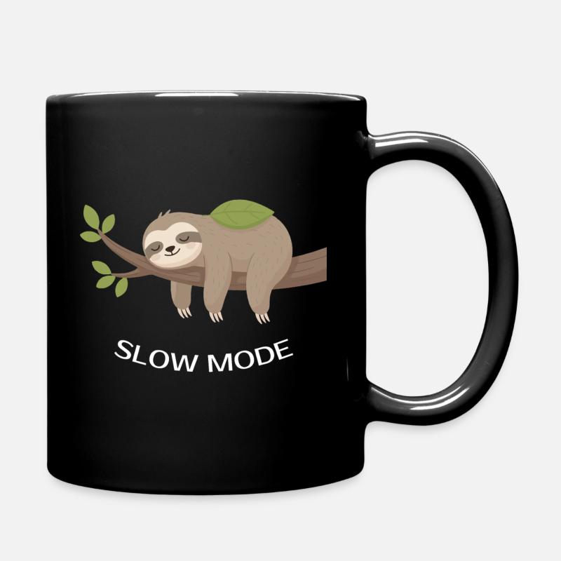 Slow Mode Sloth on Branch - Full Colour Mug - black