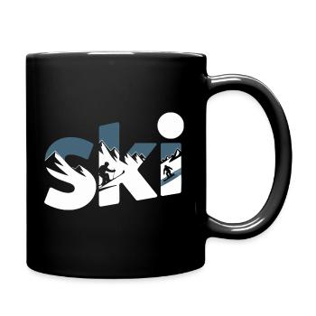 Ski Bergpanorama Typo Design - Tasse einfarbig - Schwarz - Rechts