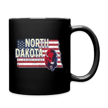 North Dakota United States Vintage USA Design - Full Colour Mug - black - Right