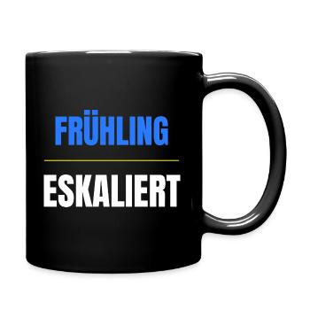 Frühling eskaliert Shirt – Lustiges Frühlingsfest  - Tasse einfarbig - Schwarz - Rechts