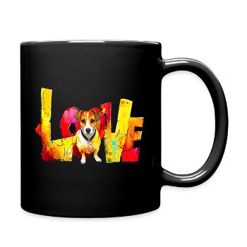 Love Jack Russell Dog Motif Heart - Full Colour Mug - black - Right