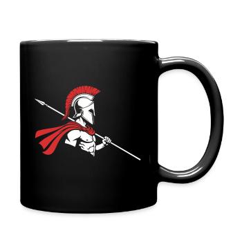 Spartan Profile Spear Logo Maskottchen Krieger - Tasse einfarbig - Schwarz - Rechts
