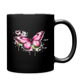 Butterfly Graffiti Street Art - Full Colour Mug - black - Right