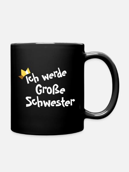 Ich werde Große Schwester - Tasse einfarbig - Schwarz