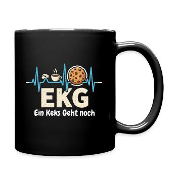 EKG Ein Keks Geht Noch - lustiges Pflege Motiv - Tasse einfarbig - Schwarz - Rechts