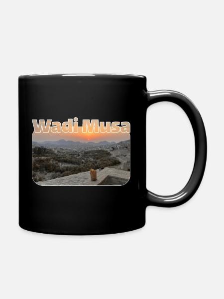 Wadi Musa Sonnenuntergang Panorama - Tasse einfarbig - Schwarz