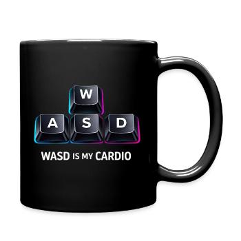 Lustiges Gaming Keyboard WASD mein Cardio Gamer - Tasse einfarbig - Schwarz - Rechts
