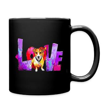 Love Dog Gift for Jack Russell Owner - Full Colour Mug - black - Right