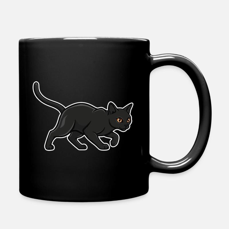 Black Cat Silhouette Panther Hunter Vintage - Full Colour Mug - black