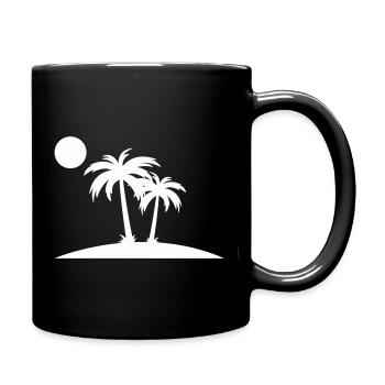 Palm Island Silhouette on the Beach - Full Colour Mug - black - Right