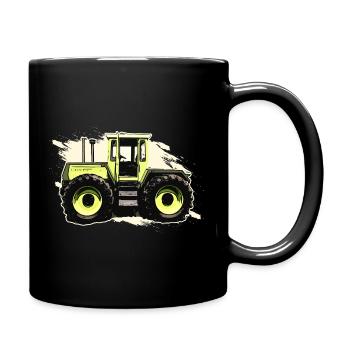 Green Tractor in Comic Style - Full Colour Mug - black - Right
