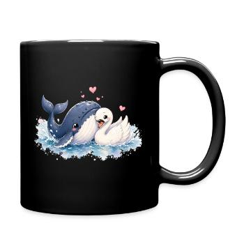 Wal & Schwan - Hope & Schwen in Love - Tasse einfarbig - Schwarz - Rechts