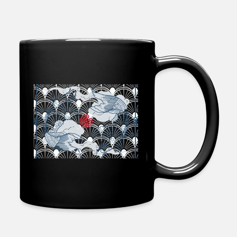 Poisson koi dans le motif des vagues bleues au Japon koi - Mug uni - noir
