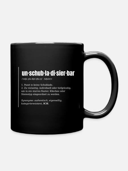 Unschubladisierbar – Wörterbuch auf dunklen Farben - Tasse einfarbig - Schwarz